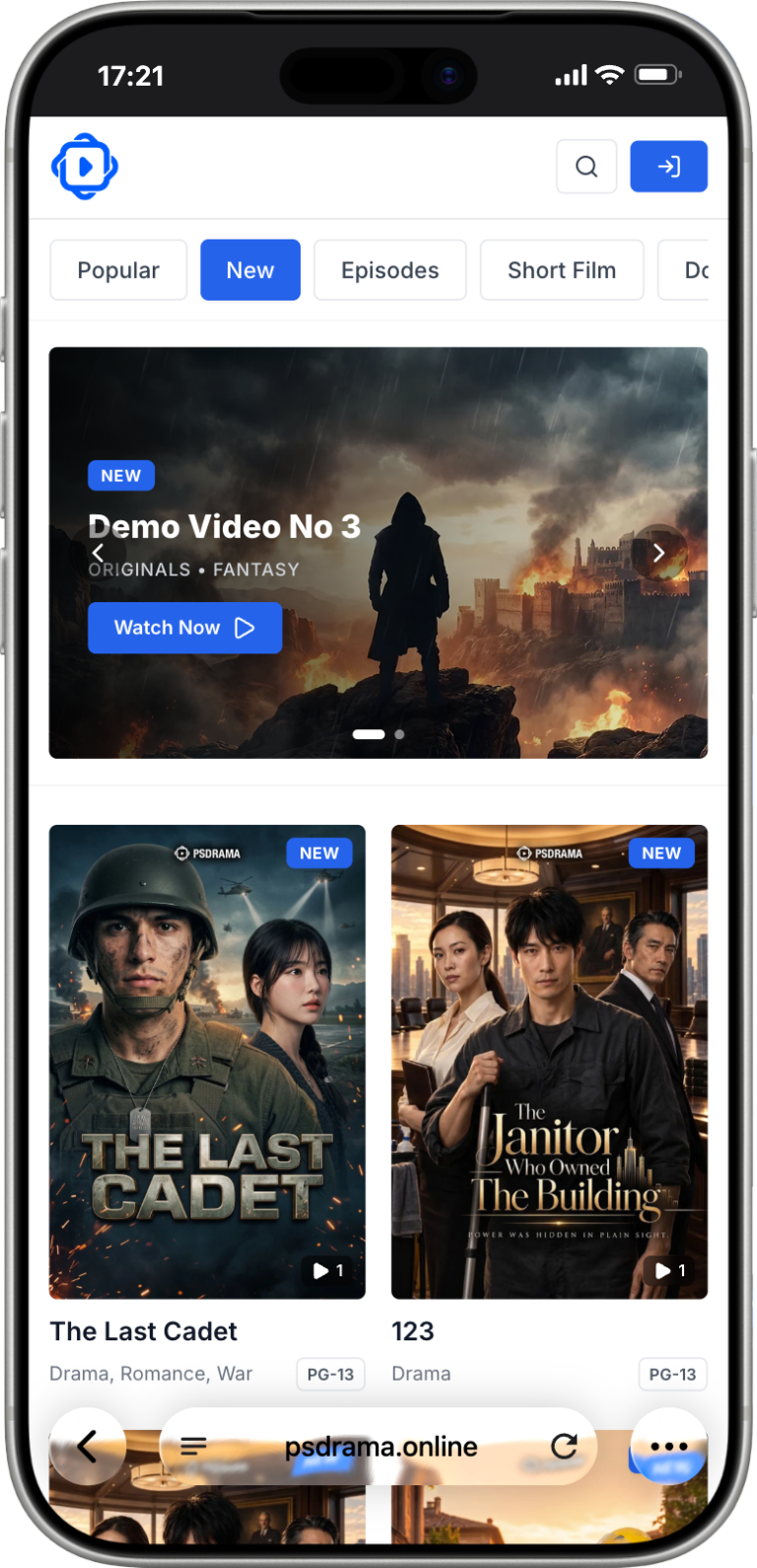 PSDRAMA mobile app preview